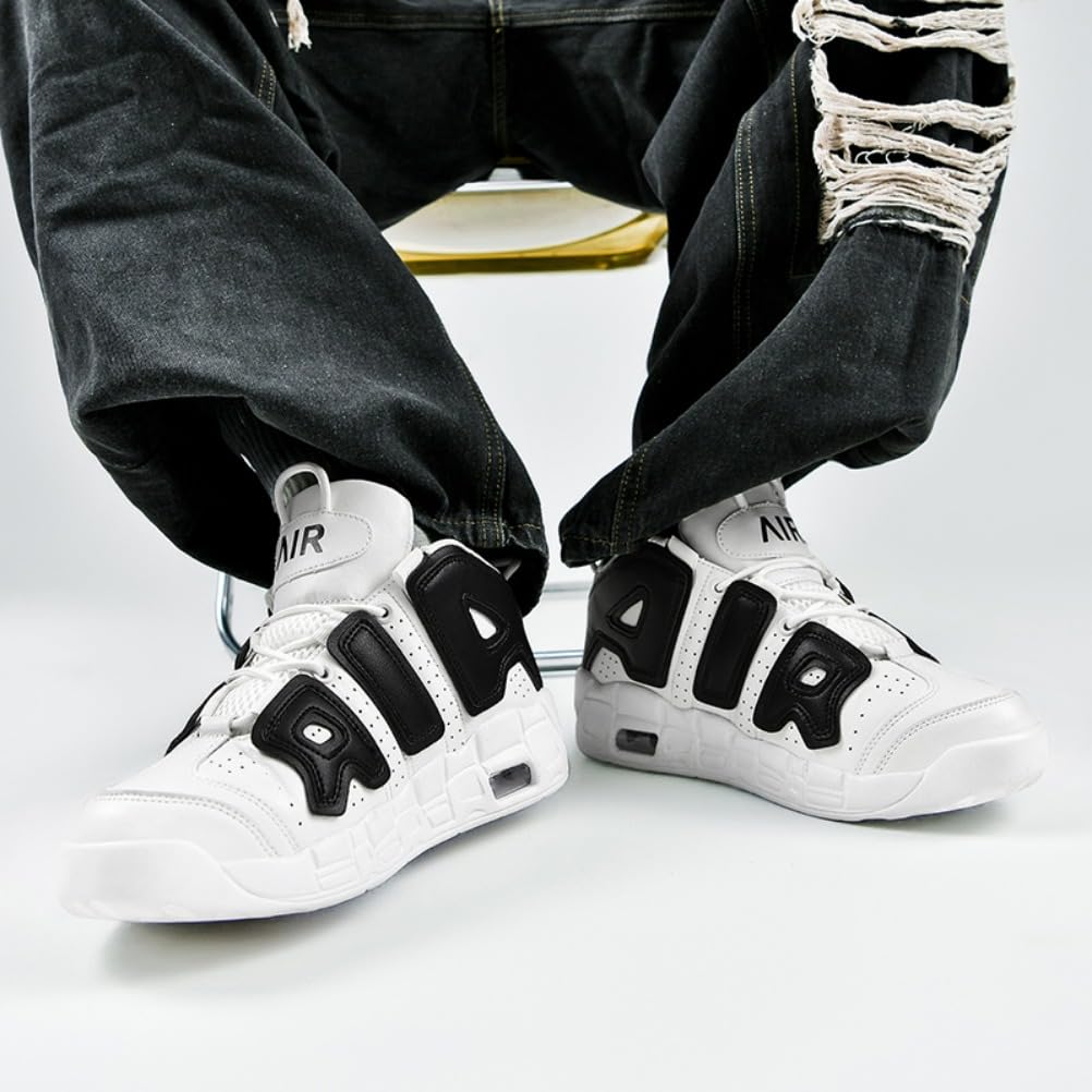 Sneaker Herren Damen Retro Skateboardschuhe Laufschuhe Turnschuhe mit Luftpolster Walkingschuhe Studenten Anti-Rutsch leichter Jungen Mädchen Basketballschuhe modisch Sportschuhe (Weiß Schwarz 3,38)