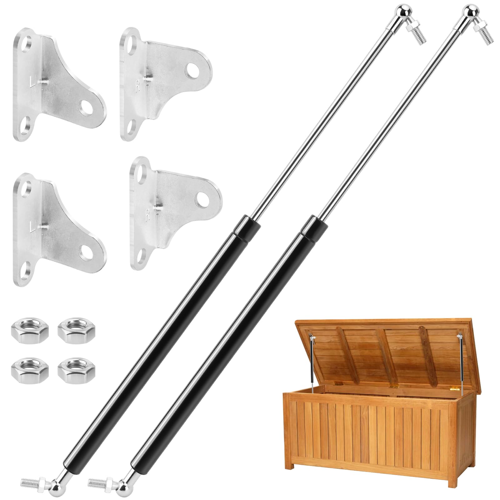 508mm 445N Gasdruckfedern, 2 Stück 45kg Gasdruckfeder Struts Shocks, Universal Regelbar Schwerlast L-Typ Gasfeder, Geeignet Für Schwere Schranktüren, Kastendeckel, Wohnmobilluken Und Dergleichen