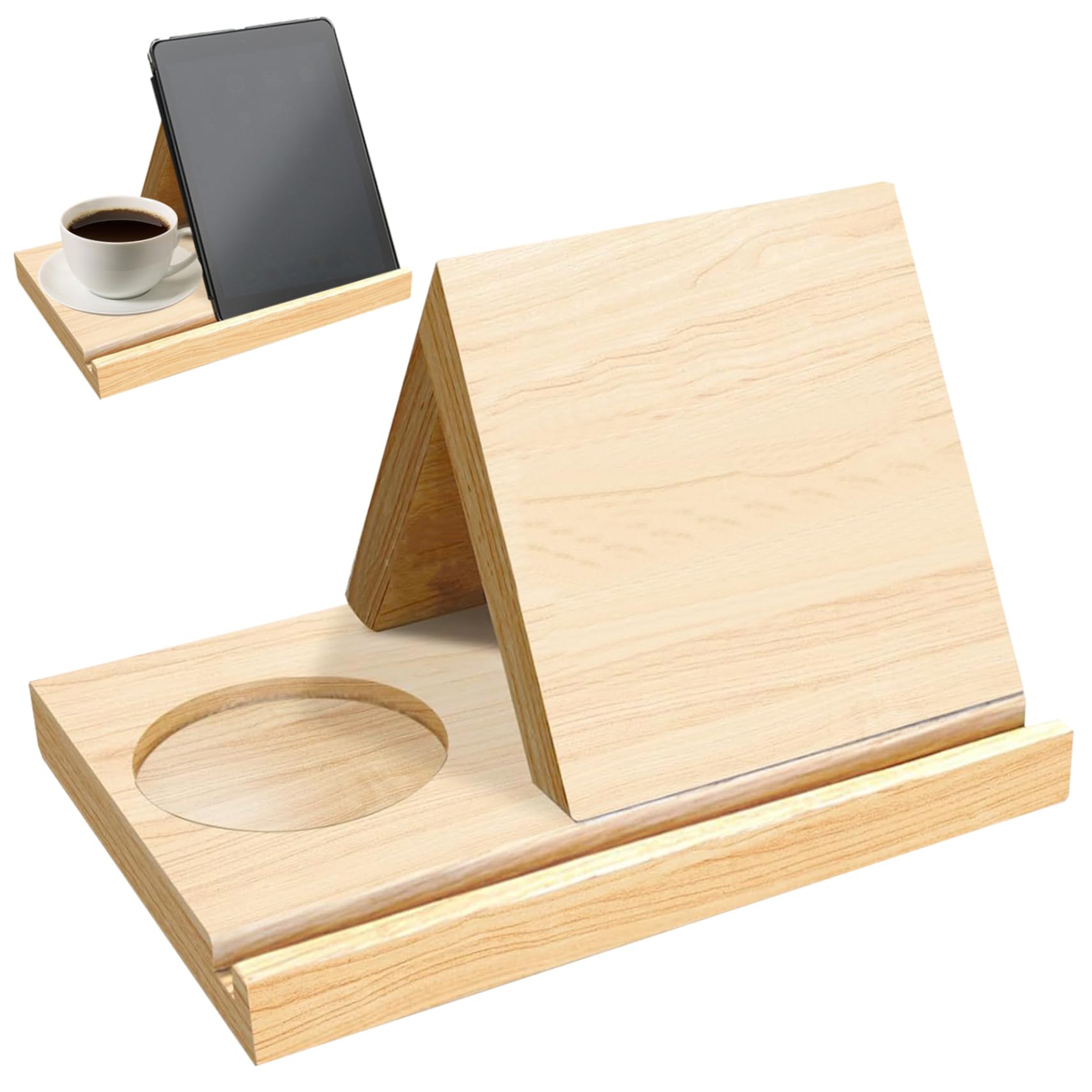 Cndiyald Libro Soporte de Madera Triángulo Soporte de Libros Simples Descanso con Soporte de Bebida de café Descripción de Libros Regalo para Lector Amante de Libros Amantes de estantes en pie
