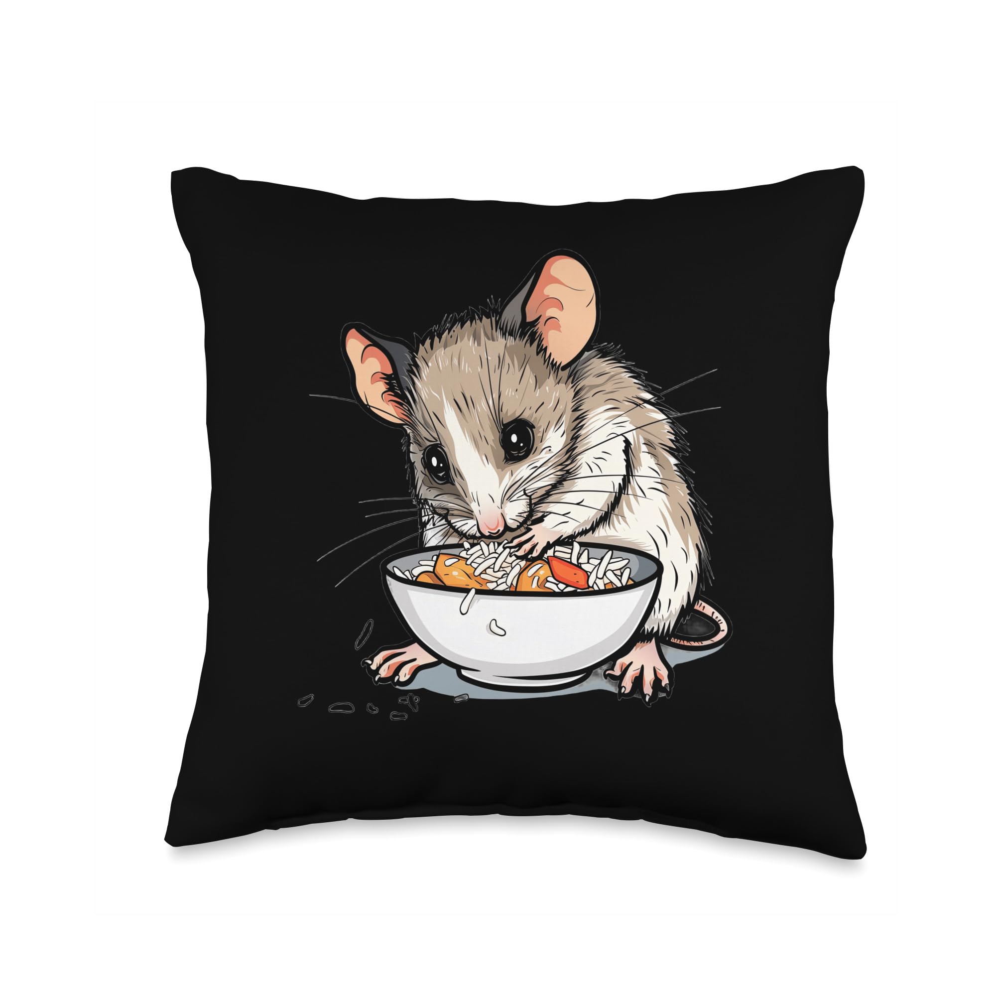 Mouse Eating Nasi Goreng Throw Pillow