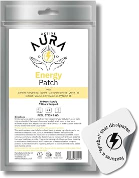 Active Aura | Energy Patches   Daily Uplift & Sustained Energy Support | Powered by Matrix Patchtech | Natural Botanical Blend Vitamin B Complex and Caffeine | Vegetarian & Gluten-Free | 30 Patches
