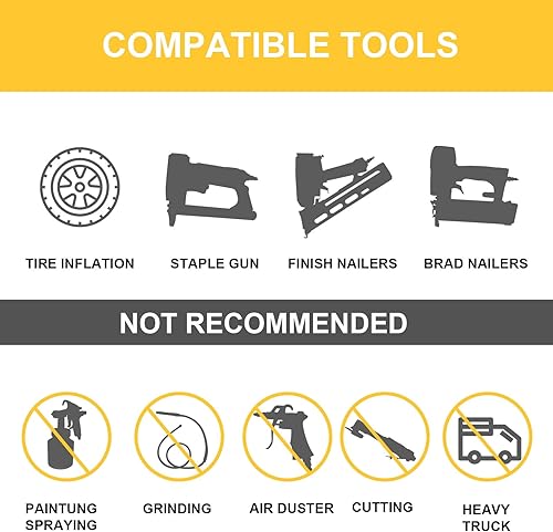 Miniatura 8 de Compresor de aire para grapadora neumática con clavadora, compatible con batería Dewalt de 20 V (solo herramienta), compresor portátil inalámbrico