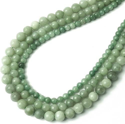 Miniatura 4 de AIXPROBEAD - Cuentas de piedras preciosas naturales de jade birmano para hacer joyas, 60 cuentas redondas sueltas de 0.236 pulgadas para pulseras y