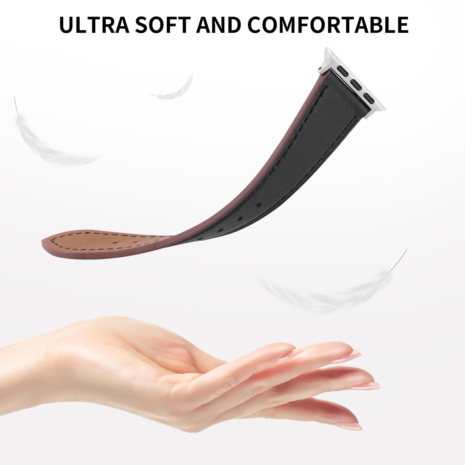 Correas de piel auténtica italiana resistentes al desgaste compatibles con Apple Watch Band de 38 mm, 41 mm, 40 mm, 42 mm, 44 mm, 45 mm, 46 mm, 49 mm, correa de reloj de cuero suave resistente al