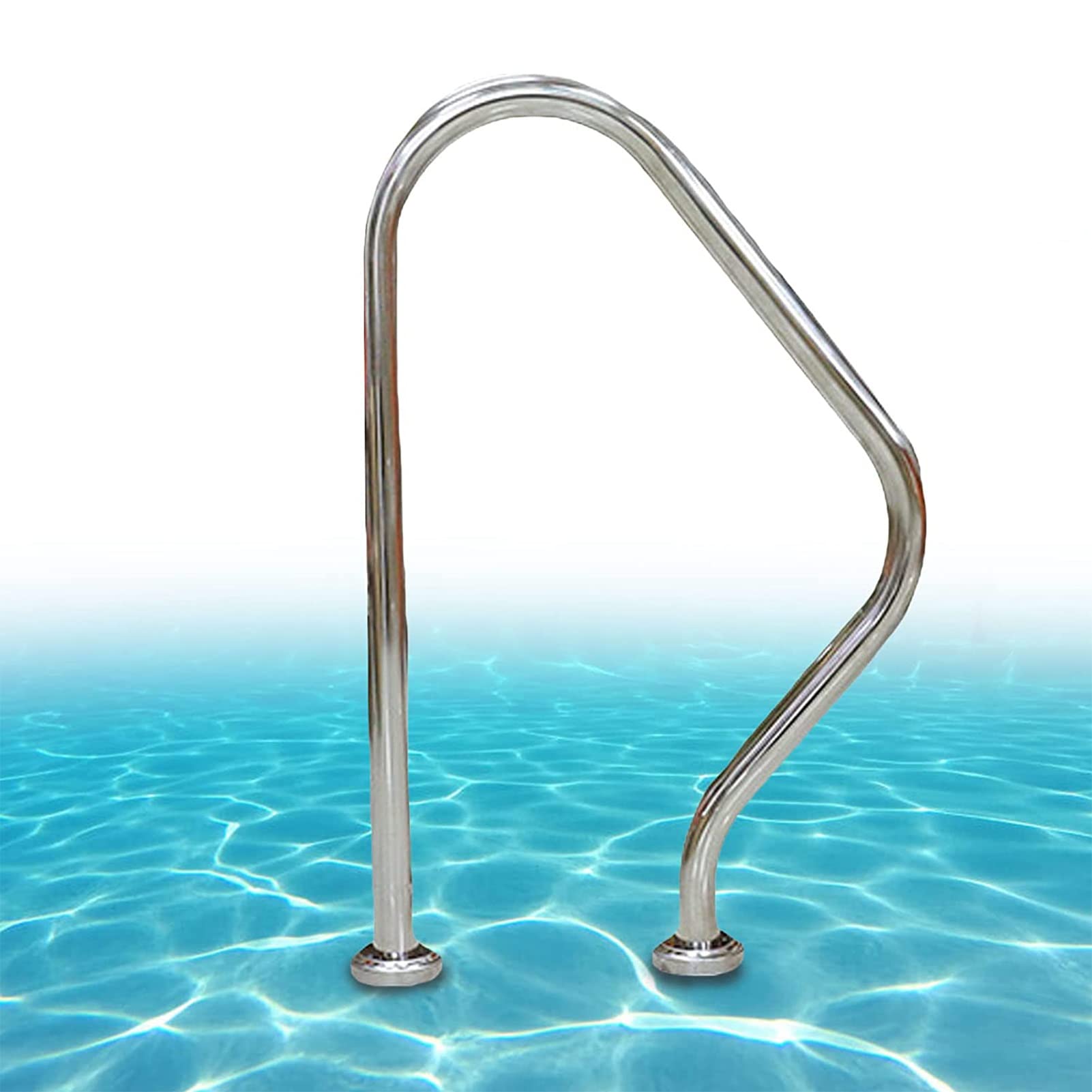 KLZUOPT Swimming Pool Safety Hand Rail Pool Safety Handrail Swimming Pool Hand Railing Water Hand Rail Deck Mounted Braced Swimming Pool Step Grab Bars Stainless Steel Pool Guide Rail