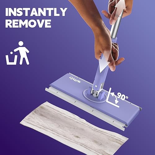 Miniatura 3 de Trapeador de polvo desechable, sin contacto para fijar y quitar el paño al instante, compatible con almohadillas Swiffer, trapeador con clip de