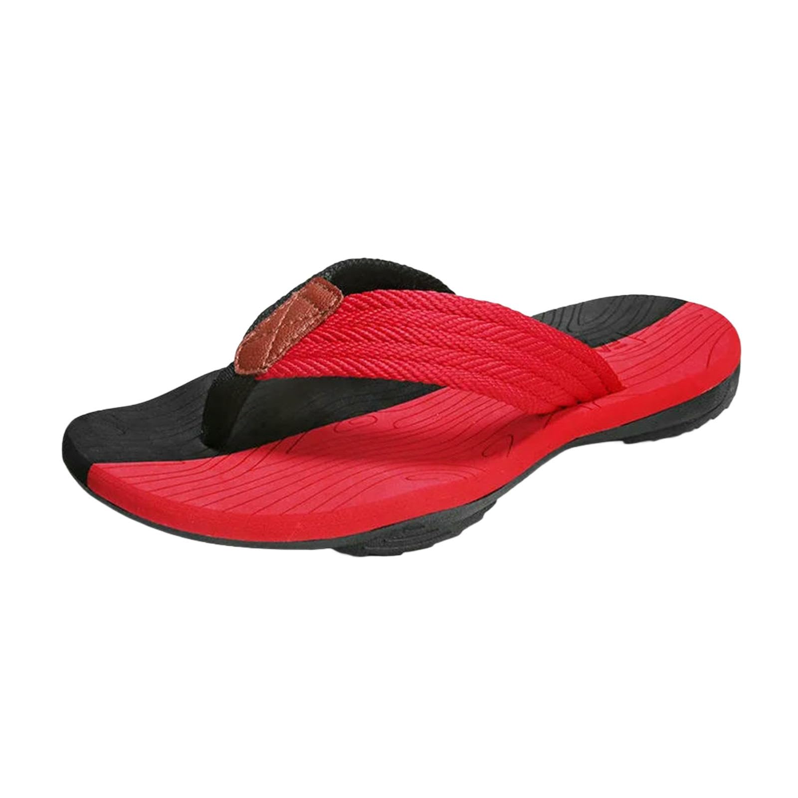 Chanclas Hombre Hombres Zapatillas Verano Moda Al Aire Libre Cómodas Diapositivas Ocasionales Zapatos Antideslizantes Sandalias De Playa-Negro Rojo-45 (27,5 Cm)
