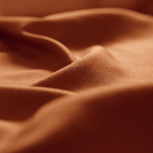 Miniatura 6 de CozyLux Hotel Luxury - Juego de sábanas de tamaño Queen, serie 1800, sábanas bordadas de microfibra naranja quemada, doble cepillado, bolsillo