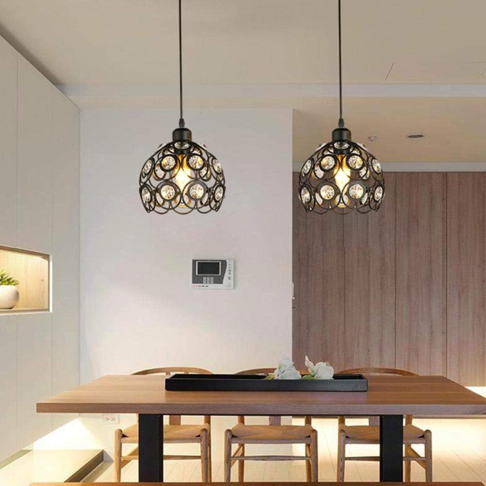 Mengjay E26 Metallic Crystal Ceiling Light, Modern Creative Pendant Chandelier Lampshade White Hanging lamp for Corridor Stairs Entrance Bedroom Kids (Black)
