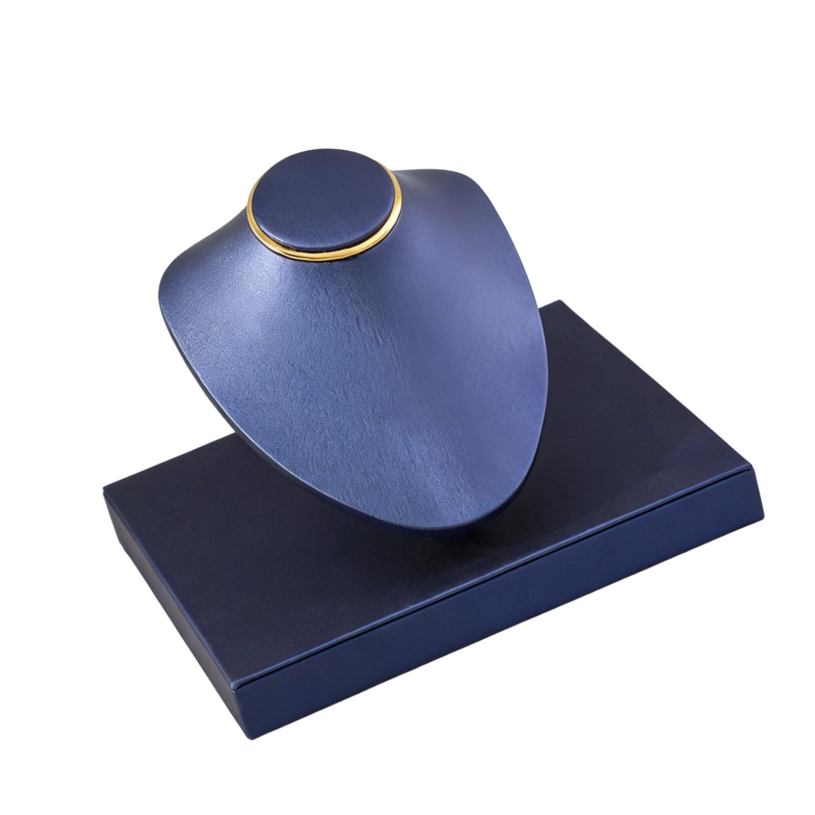Shntig Navy Jewelry Display Bust Stand With Angled Form And Square Base For Necklace Presentation, Counter Display, And Photos Pendant Holder Necklace Presentation Bust Form Countertop Retail Photo Table Jewelry