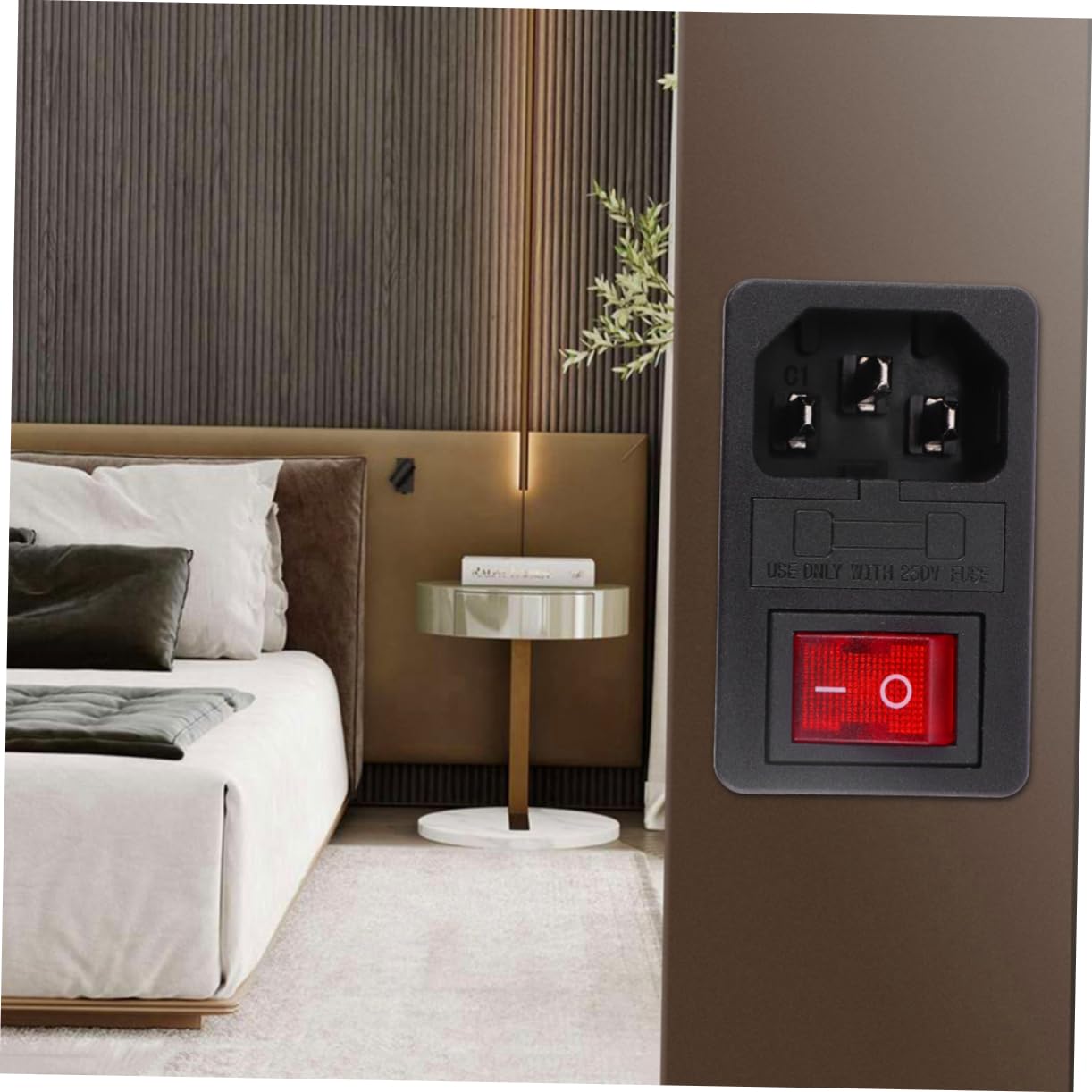 NULYLU Ac Power Socket Triple Pin Socket Rugged Tools Electrical Outlet Light Strip Socket Power Supply Power Inlet Musical Instrument Fuse Socket Serving Utensils Copper Black