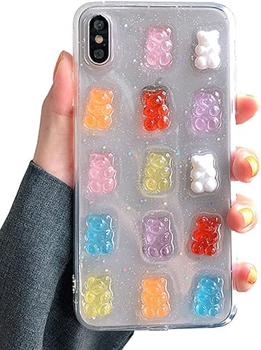 UnnFiko Funda transparente 3D compatible con iPhone 15 Pro Max, osos de dibujos animados, divertida y creativa funda protectora suave (osos, iPhone