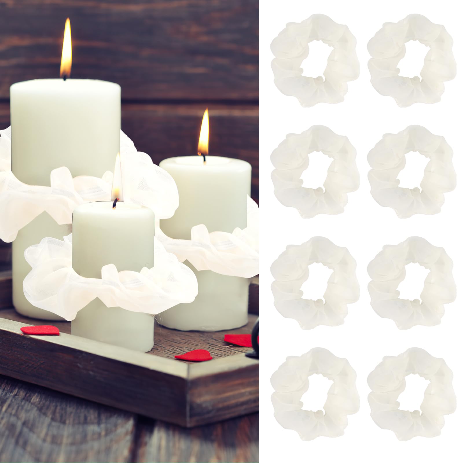 2 Candele Per Comunione, Antigoccia, Con Ghirlanda Di Organza E Pesce