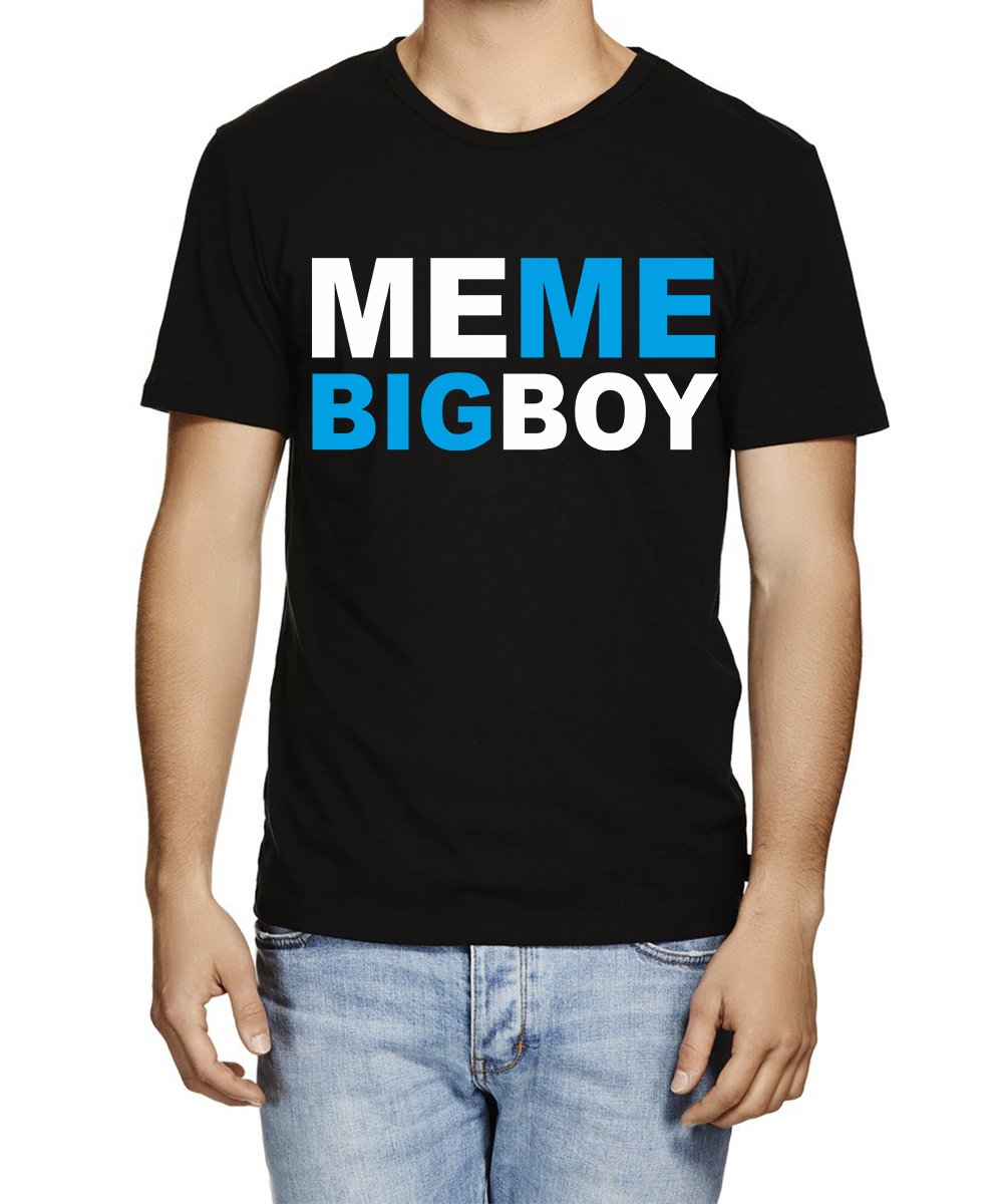 Caseria Men's Round Neck Cotton Half Sleeved T-Shirt with Printed Graphics - Meme Bigboy