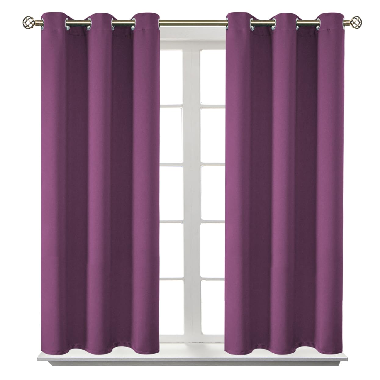 BGment Short Curtains for Small Window 45 Inch - Eggplant Purple 2 Panels