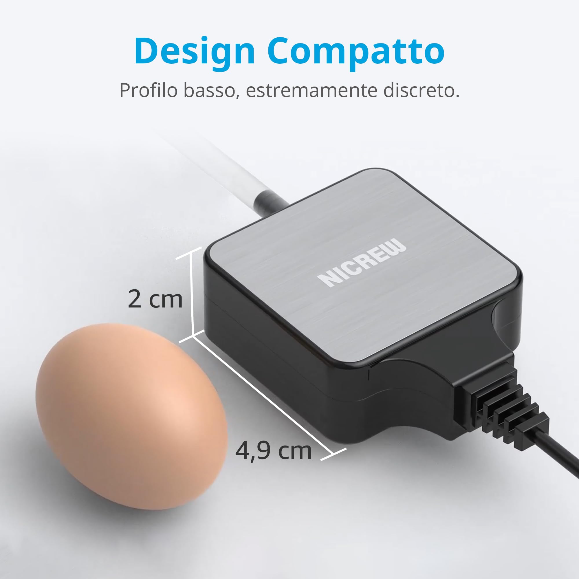 NICREW Nano Silent Max Ossigenatore per Acquario 40-80 L, Accessori per Acquari Ultra-Silenzioso <35 dB Con Valvola di controllo, Efficienza energetica 1,5 W, 36 L/h