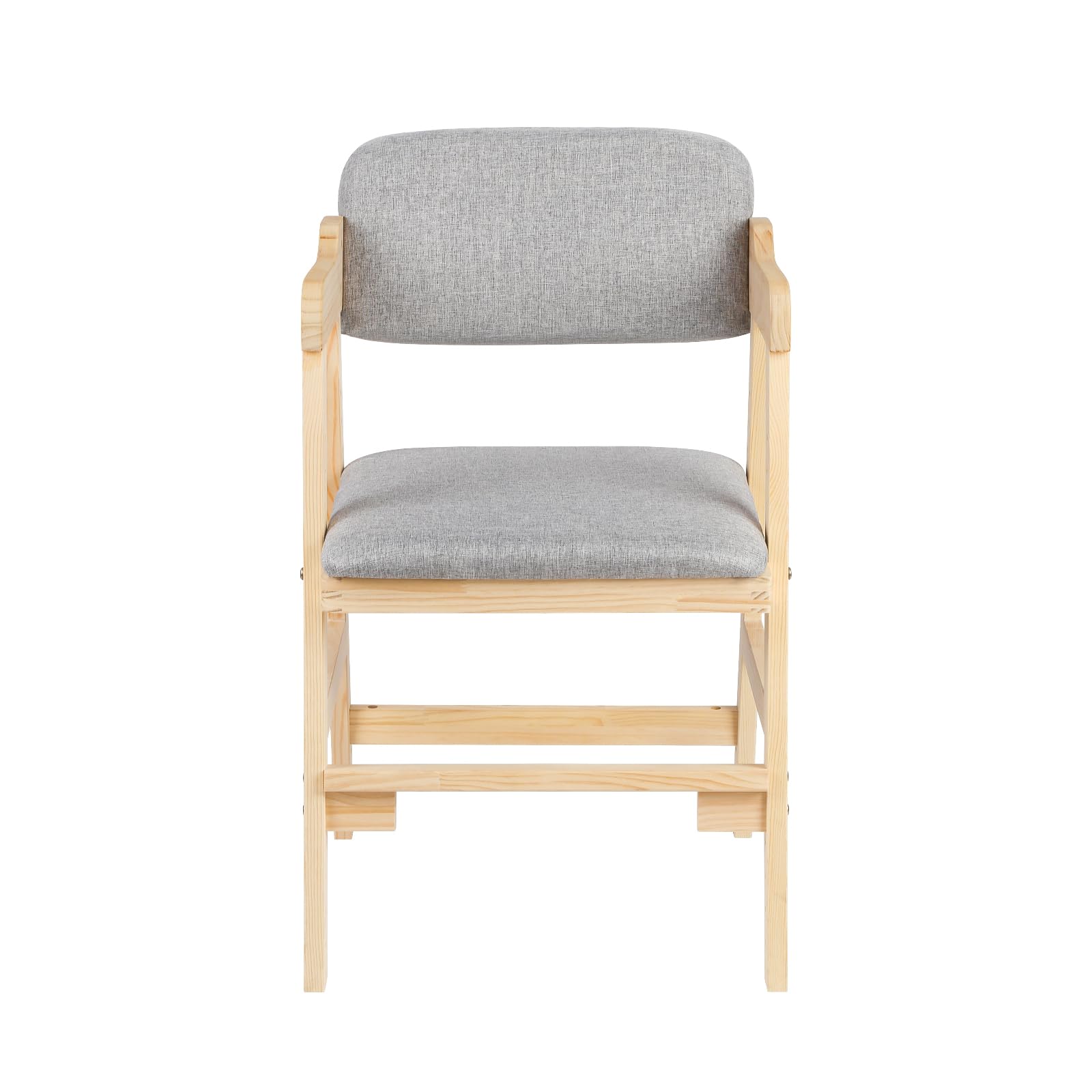 Seggiolone,regolabile in altezza（35cm-51cm）, sedia per bambini, in legno di faggio, stabile e sicura,cm-51cm fino a 90 kg, per bambini e adulti (48 * 46 * 78 cm - Grigio)