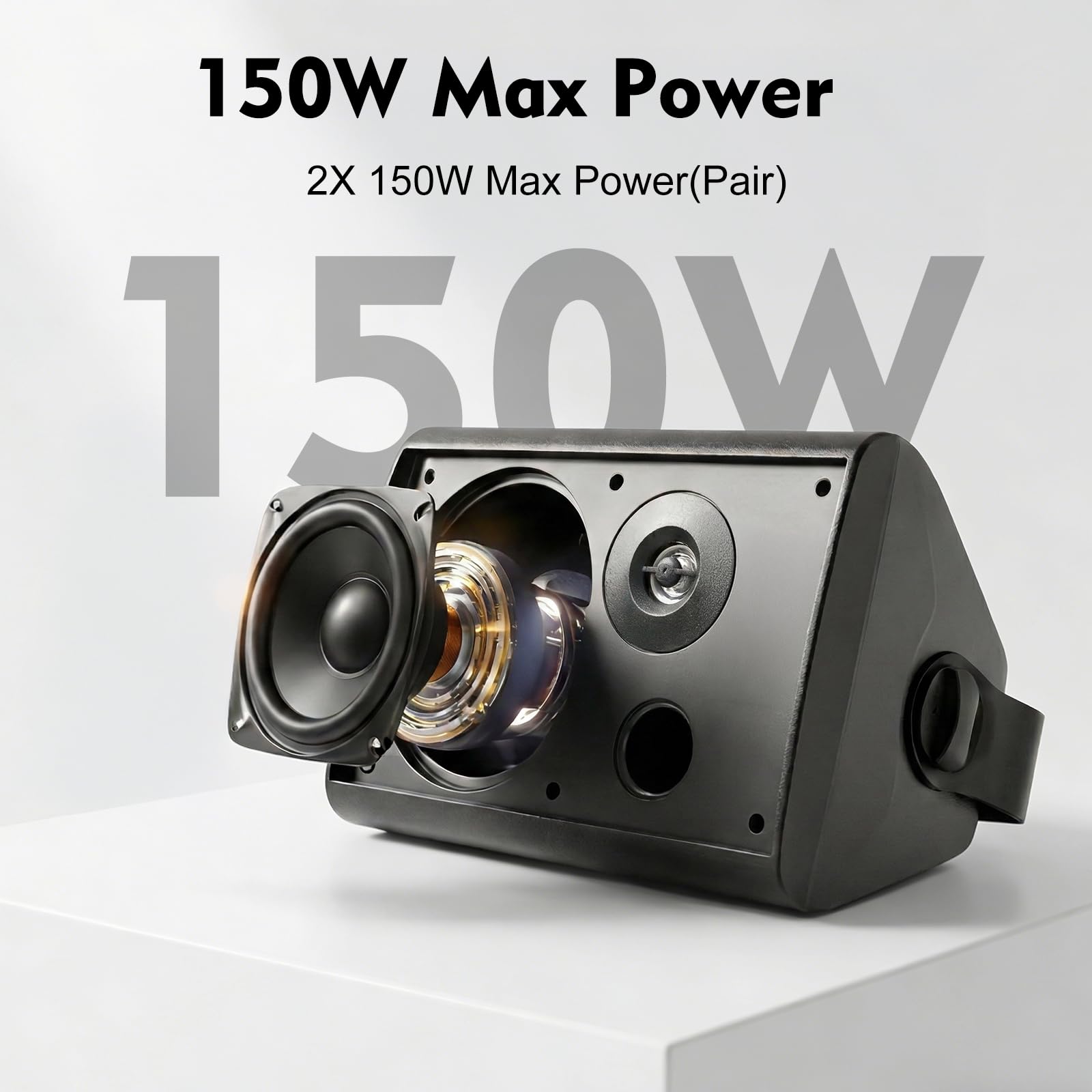 STUDIOFINIX Altoparlanti a parete 5,25" 300W Bluetooth 5.1 Impermeabili, Wireless con sincronizzazione e telecomando IR, interno/esterno, garage e giardino (501BLE, Nero, Coppia)