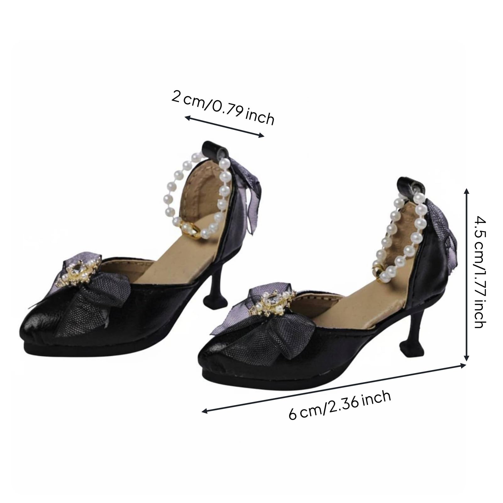 Lolita-Puppenschuhe handgefertigt BJD-Puppenschuhe Spitze Form BJD High Heels für Puppenliebhaber, Puppenfotografie , Schwarz