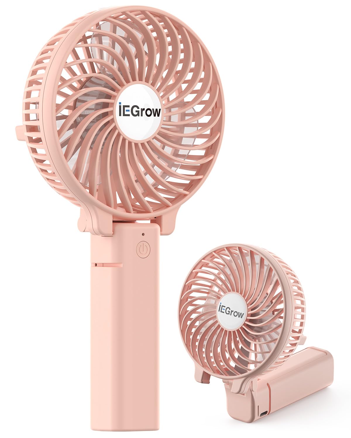 iEGrow Handheld Fan, Portable USB Mini Travel Fan with 2000mAh Rechargeable Battery, 3 Speeds Desk Fan for Home, Office and Travel-Pink — image 1