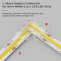 Vista 6 de MIWISE Kit de conectores de 8mm para tira de luces LED COB de 2 pines, 12 piezas de conectores sin espacio en forma de L/esquina, conectores