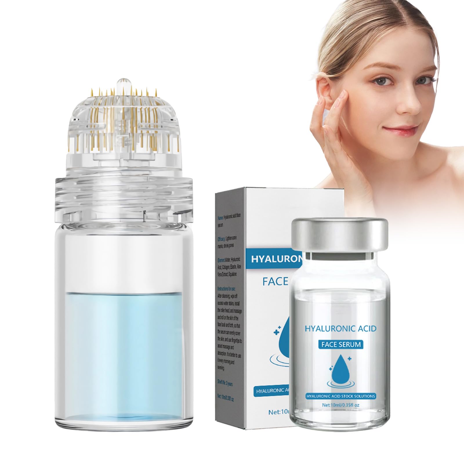 NeyeauGla-mory Micro Infusion System for Lips,Micro Infusion Facial System,Gla-mory Micro-Infusion Facial System,Repair Acne Scars,Smooth Skin,Suitable for All Skin Types (2 PCS Serum with Roller)