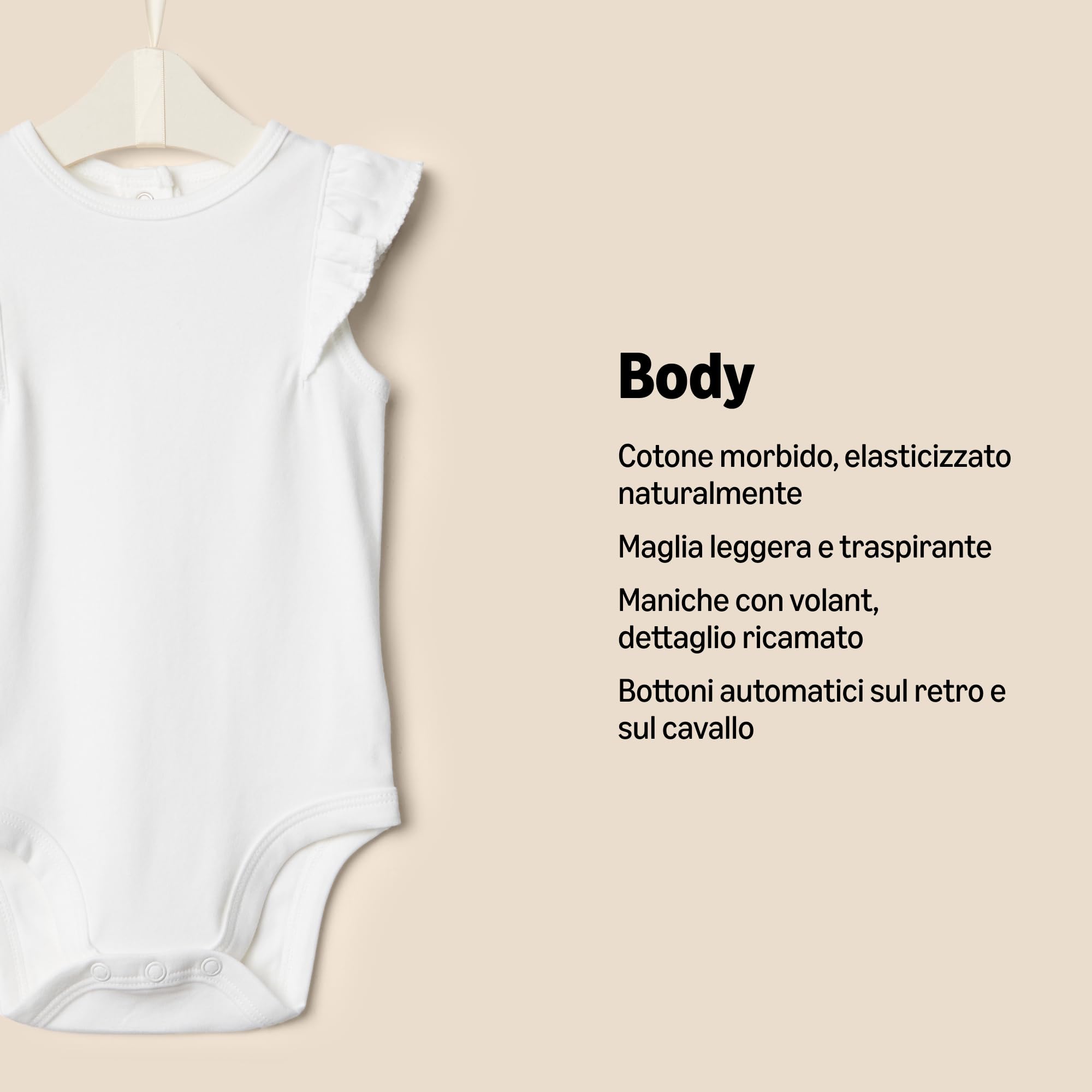 Amazon Essentials x Sofia Grainge Body Ricamato con Volant, Pacco da 2
