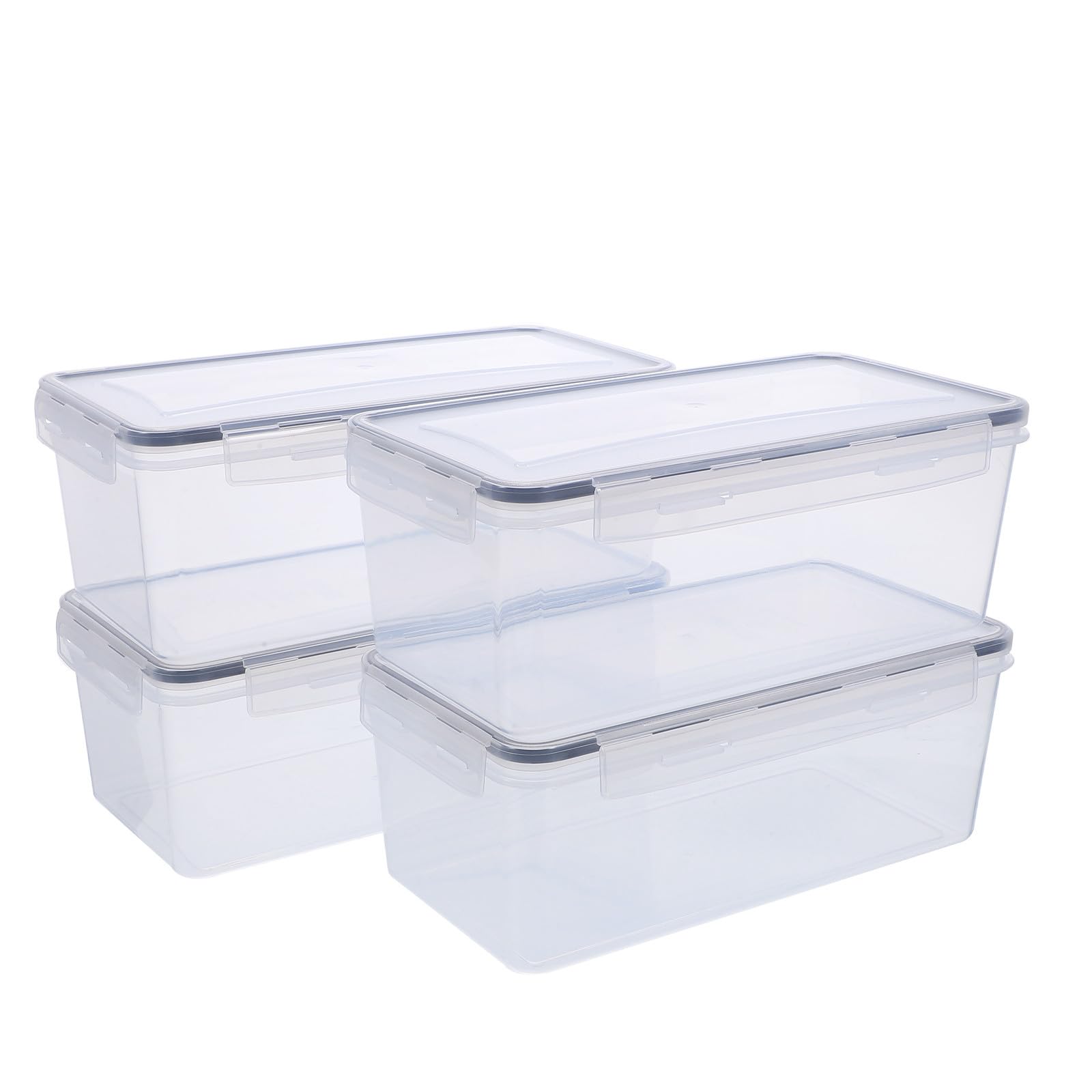 Set 4 Contenitori Ermetici per Cucina 3.2l in Plastica Pp con Coperchio, Scatole Salvaspazio per Conservazione Alimenti e Protezione Dall'umidità in Dispensa