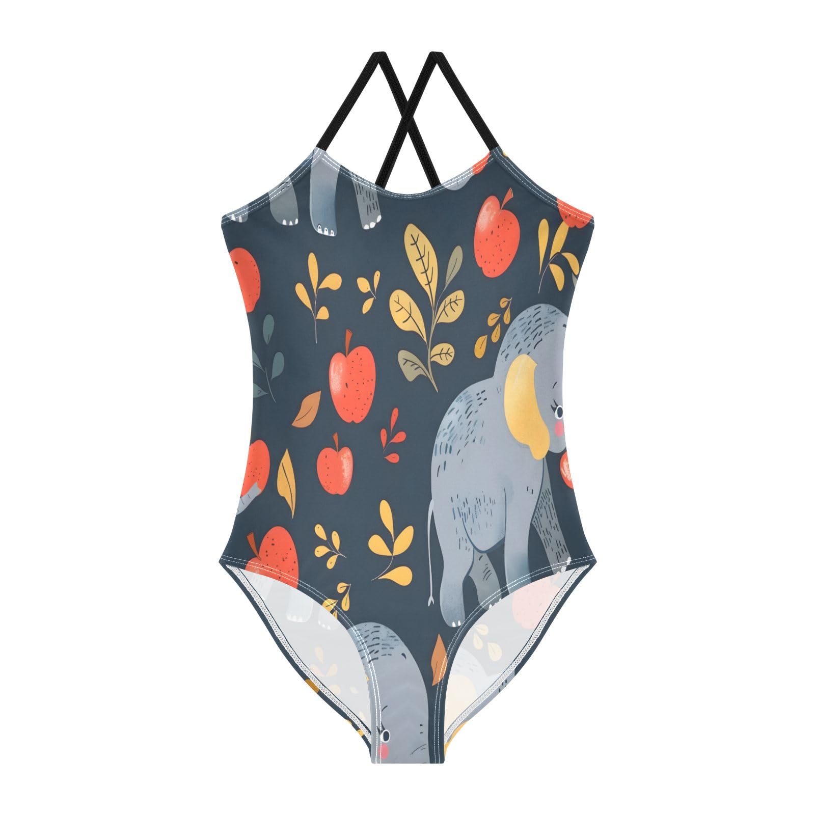 Elephants and Apples Girls One-Piece Swimsuit Beach Bathing Suit