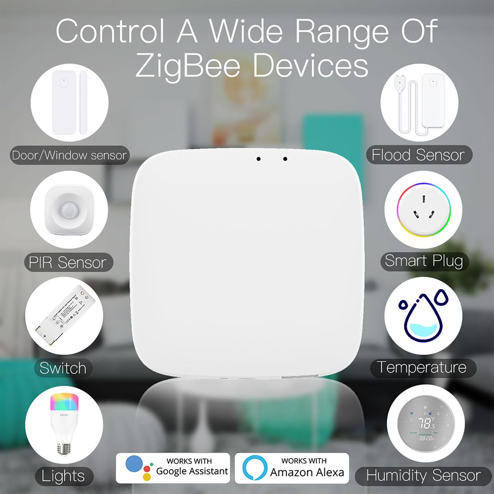 Gateway ZigBee 3.0 con conexión Ethernet, hub domótico inteligente, aplicación TUYA y Smart Life, admite hasta 30 dispositivos, 5 V 1 A, 94 x 94 x 22 mm, blanco