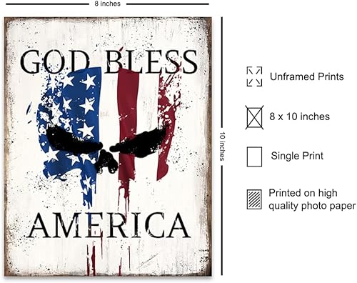 Miniatura 2 de Decoración de pared con la bandera estadounidense The Punisher - Decoración patriótica - Letrero de Dios bendiga Estados Unidos - Arte de pared de