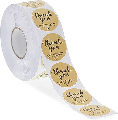 Miniatura 3 de Stockroom Plus Rollo de calcomanías Kraft Thank You for Supporting My Small Business (1.5 pulgadas, 1000 unidades)