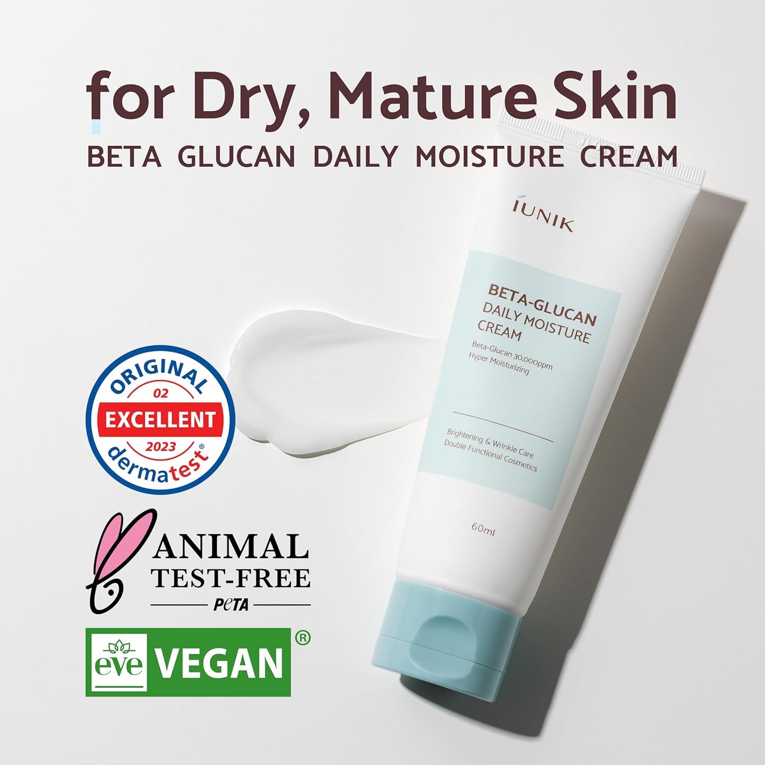IUNIK Beta Glucan Daily Moisture Cream Beta-Glucan Power Deep Moisture Serum Intense Hydration Fortifying Skin Barrier Ultra Intense Hydrating Moisturizing Facial Moisturizer Korean