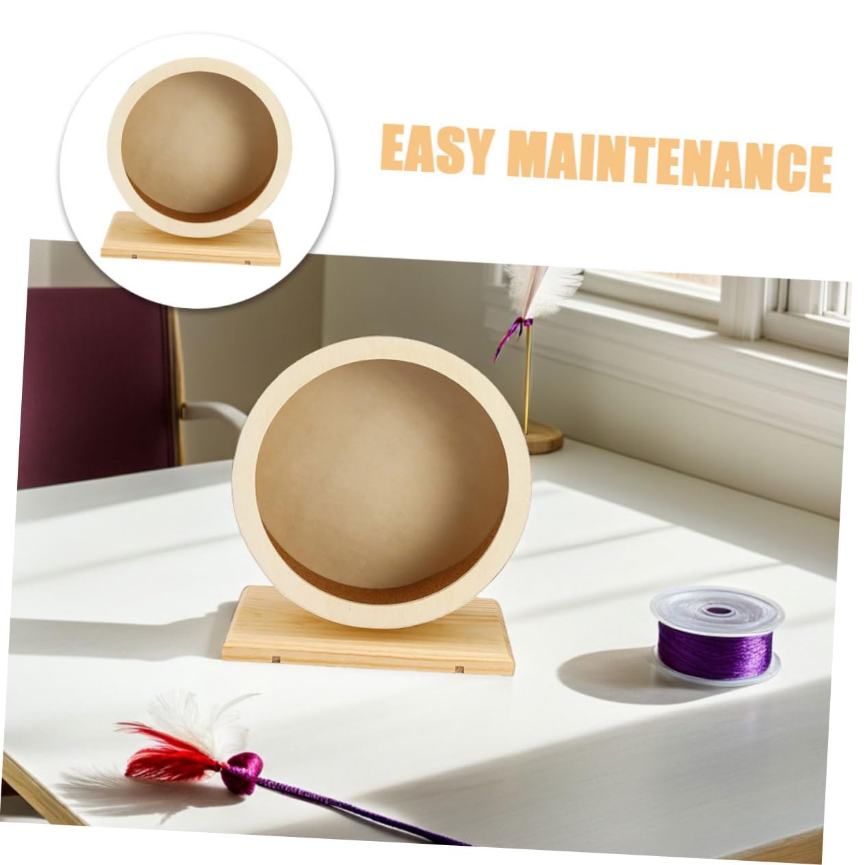 Gatuida 2 Piezas Rueda de de hámster silencioso pequeña Rueda de hámster silenciosa silenciosa de Madera Beige