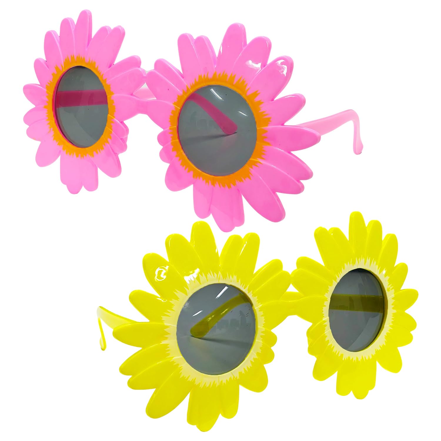 Nidhfg Yellow 2 Pieces Of Daisy Sunglasses, Creative Styling Glasses, Fun Glasses, Party Glasses, Photo Props.