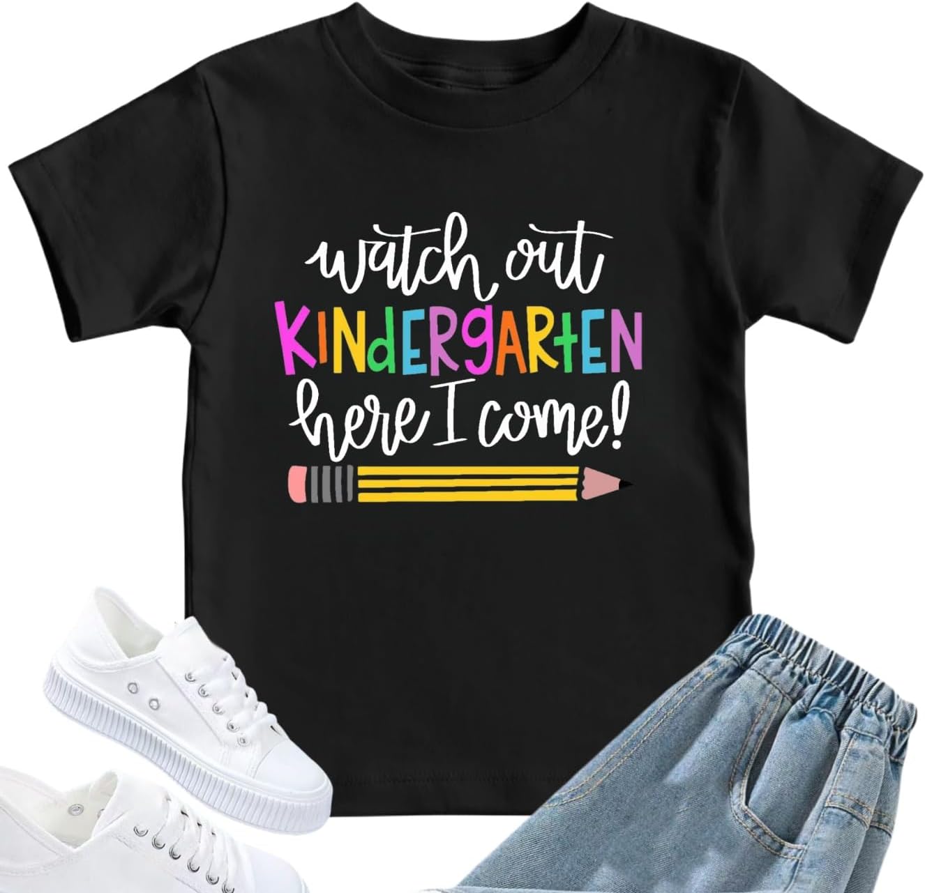 First Day of School Shirt Girls Boys Watch Out Kindergarten Here I Come Tshirt Kids Back to School Shirt Toddler Tees