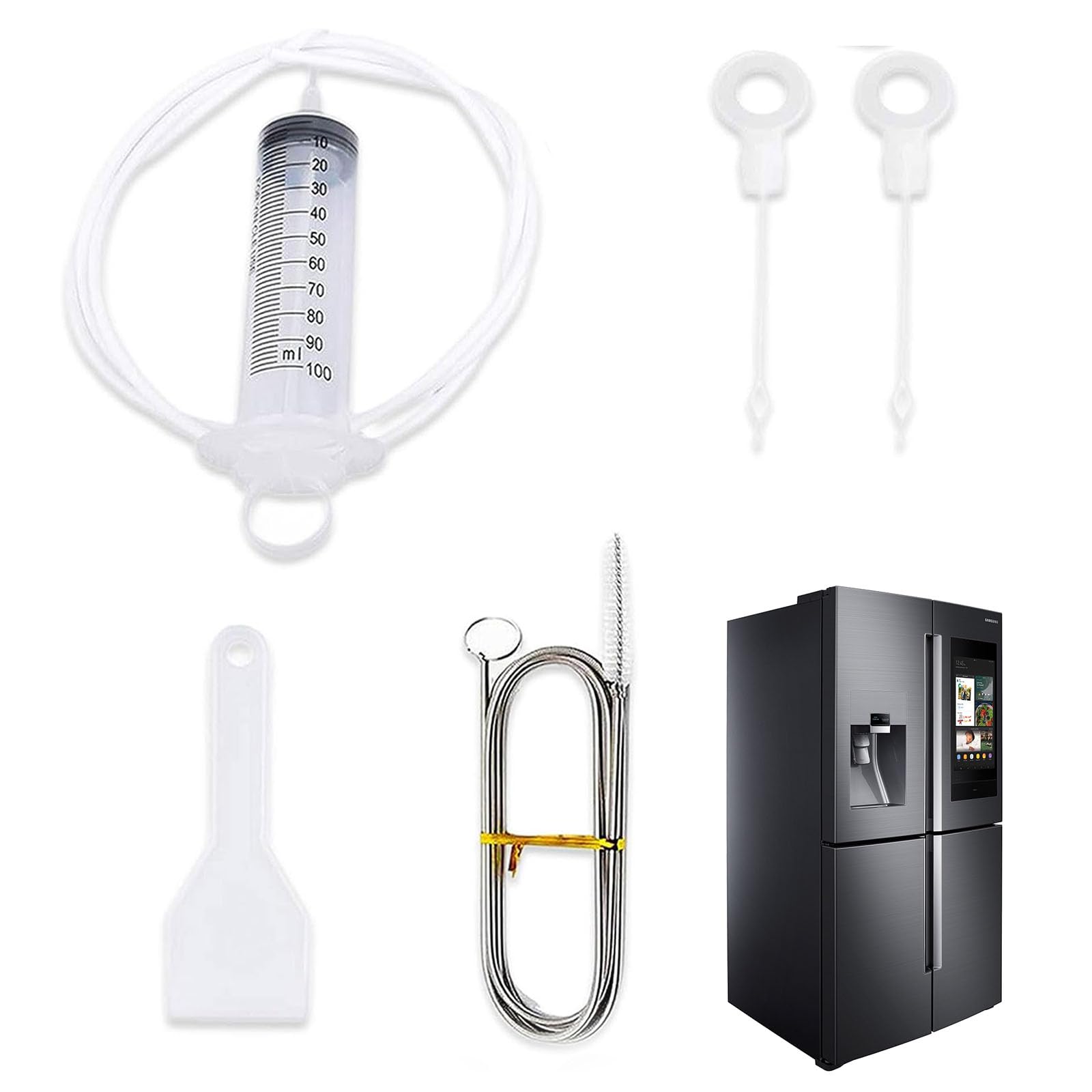 SJBAUTYO Kit Nettoyage Réfrigérateur 6 Pièces - Brosse Tuyau Vidange Frigo 1.55m