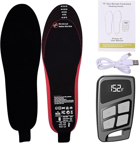Heated Insoles Men Rechargeable, Fast Heating Electric Insoles, Electric Heated Insoles Men with 3 Temperature Mood, Electric Foot Warmers Men with
