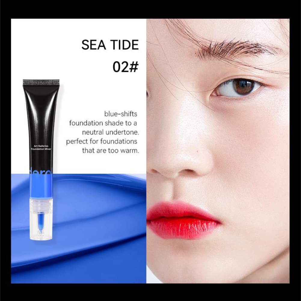 Ofanyia Liquid Foundation, Foundation Mixing Pigment, Corrector Foundation Shade Adjuster, Sweat-Proof Long Lasting Silky-Smooth Liquid Foundation Mixer, Blends Easily With Foundation (02#Sea Tide)