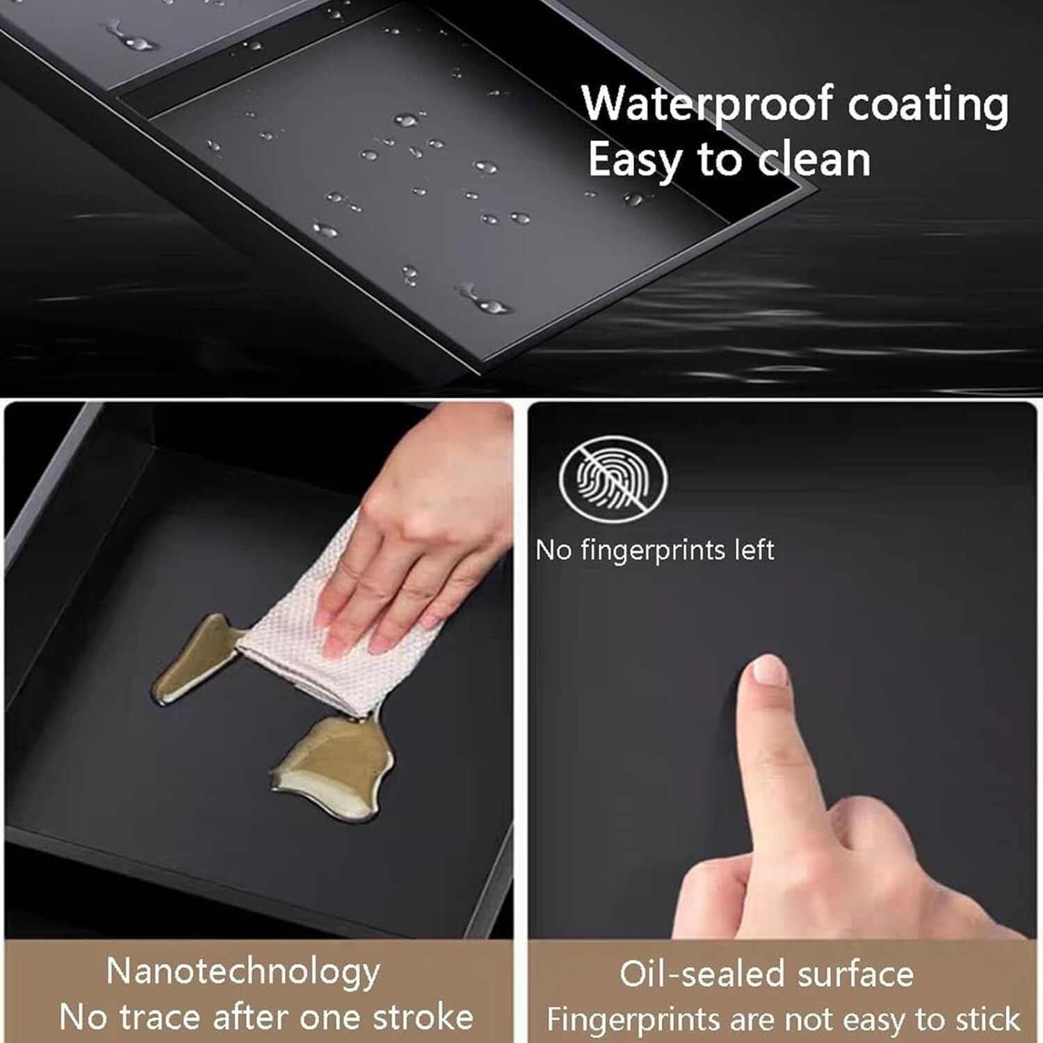 inless - Armario empotrable de acero con LED para pared moderno para baño y cocina (Schwarz, 70 x 28 x 12,5 cm)