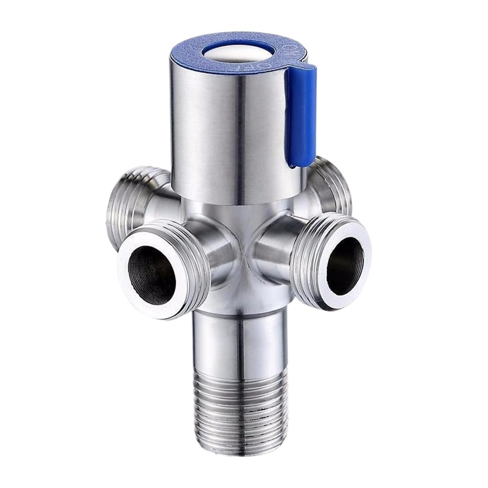 Bvhisehp Blue 4Hole G1/2 Stainless Steel Angle Valve Household Hot Cold Water Connector For Toilet Basin Water Heater Pipeline(Blue 4Hole)