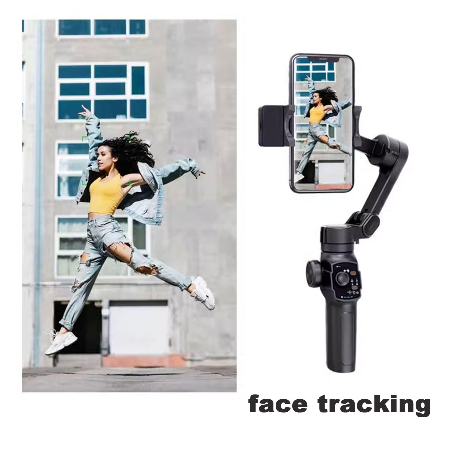 Stabilizator do smartfona, 3-osiowy uchwyt na telefon z wbudowanym przedłużaczem, śledzenie obiektów, przenośny i składany, stabilizator telefonu do nagrywania wideo, YouTube TikTok (wersja Fill