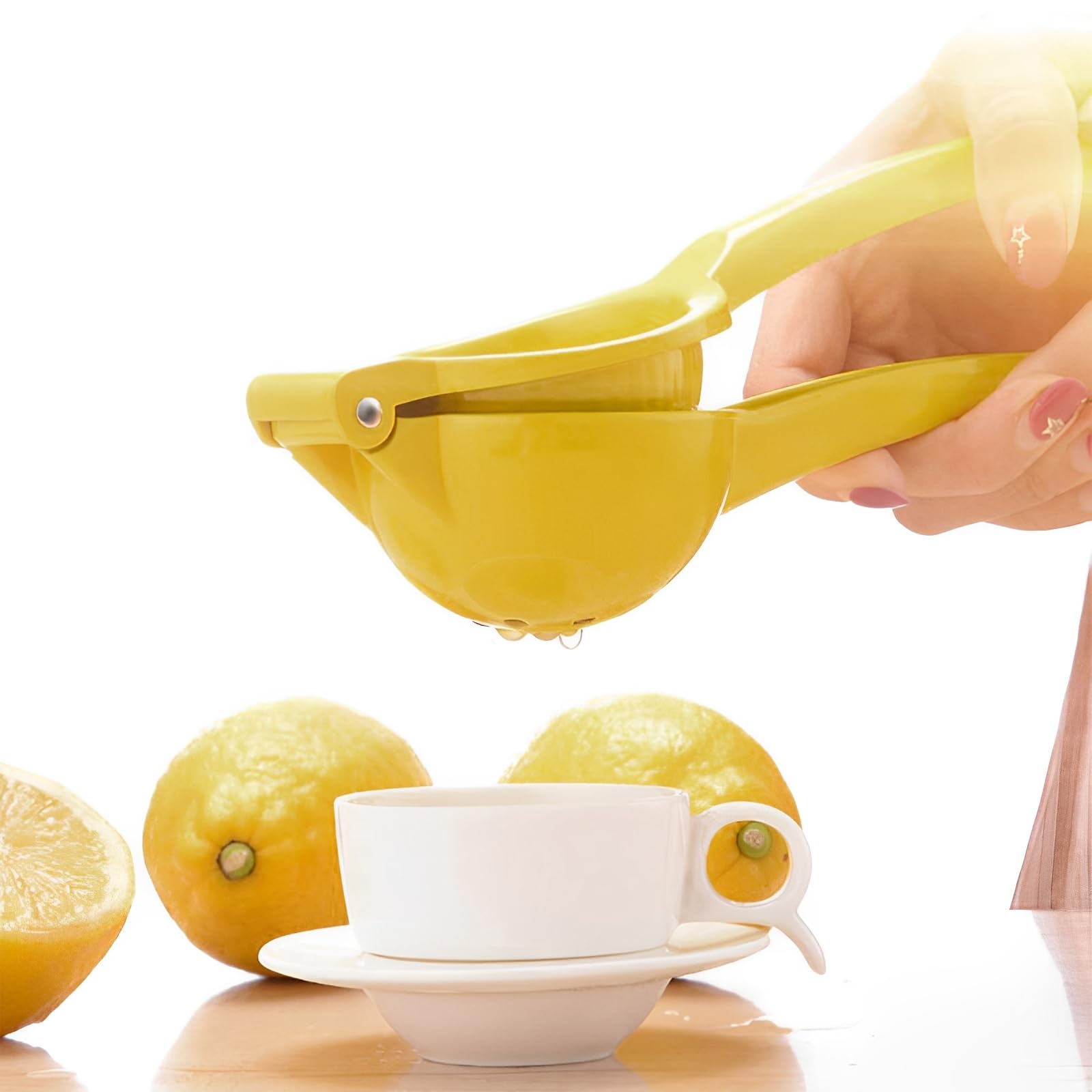 Lemon Squeezer Hand Juicer - 4PCS Aluminum Manual Citrus Press for Lemon, Orange & Lime, Easy Clean Yellow Juicer with Ergonomic Grip, Ideal for Soft Juicy Fruits