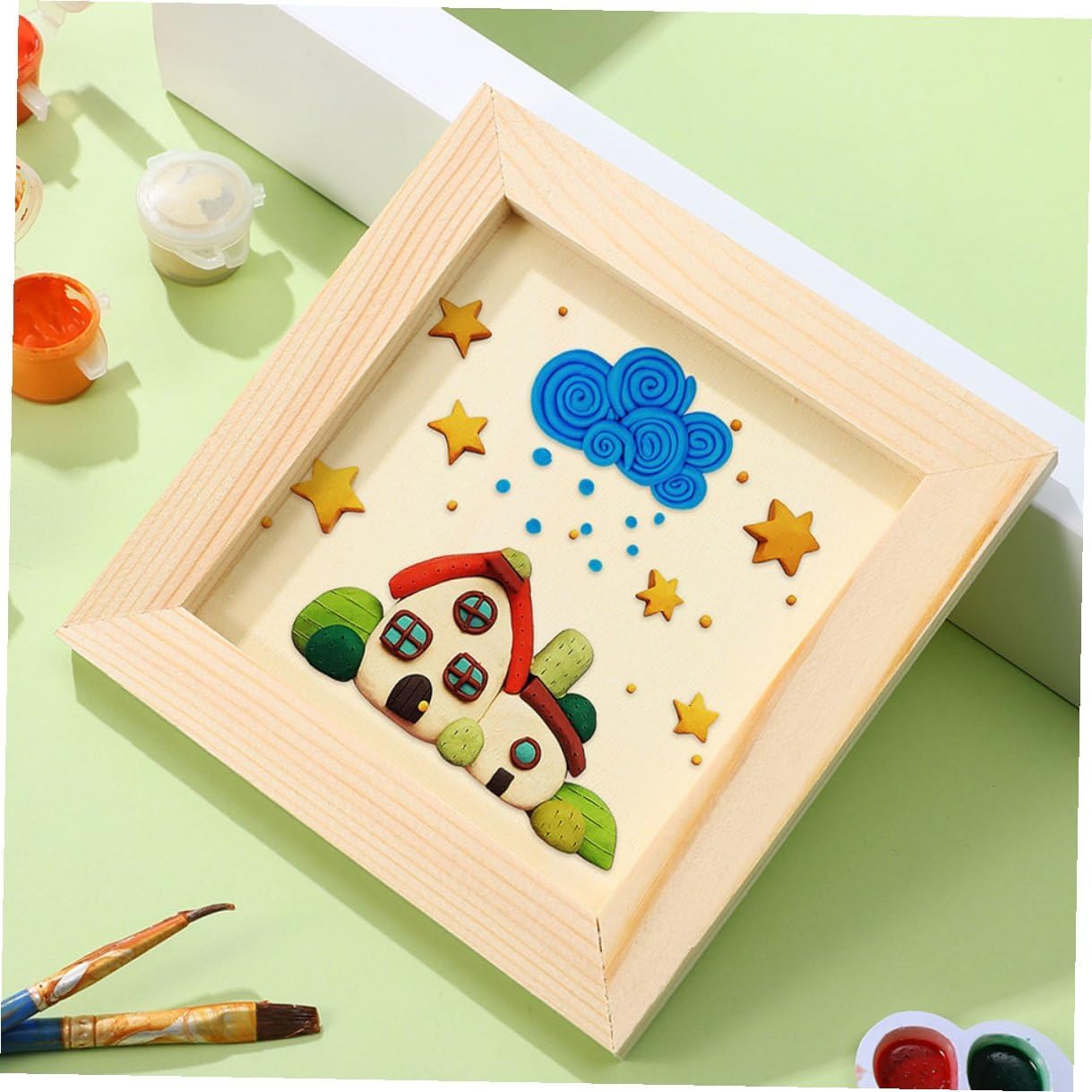 MAGICLULU 5pcs DIY Wooden Picture Frames, 20x20cm Light Wood Craft Frames, Paintable Clay Art Display for Boys and ’ Artwork