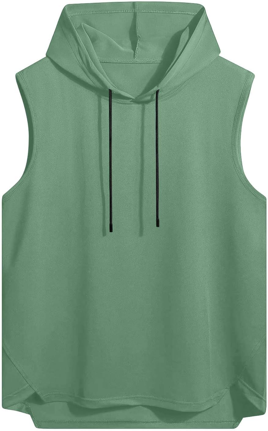 Men's Hooded Tank Top Sleeveless Hoodies Lightweight Casual Gym Workout Shirts Fashion Cooling Muscle Tee Shirt