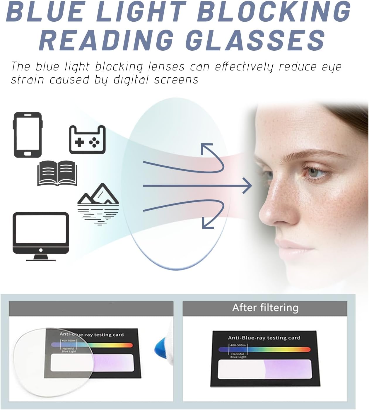 Folding Reading Glasses Blue Light Blocking Women Men with Flat Hard Case Pocket Computer glasses - Image 5