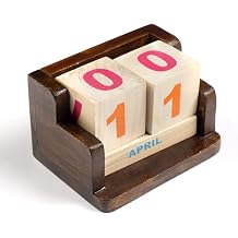 IVEI Minimal Desk Calendar - Wooden Perpetual Calendar - Mini Calendar for Office Desk Decor - Wooden Desktop Calendar Blocks for Home, School, Office - Brown