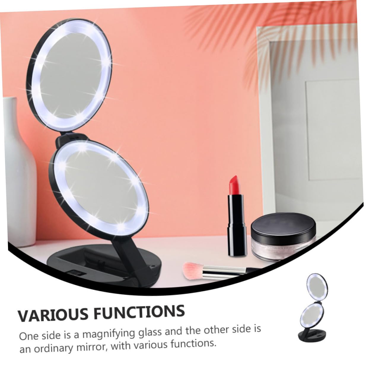 SHERCHPRY Espejo de Maquillaje Plegable Compacto y Portátil Espejo de Aumento para Mujer de Bolsillo para Maquillaje Viaje