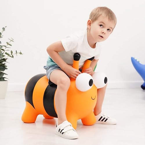 Vista 8 de ZOOJOY Bee Bouncy Animals Hopper, tolva inflable para rebotar, para interiores y exteriores, juguetes para saltar de rebote para niños pequeños