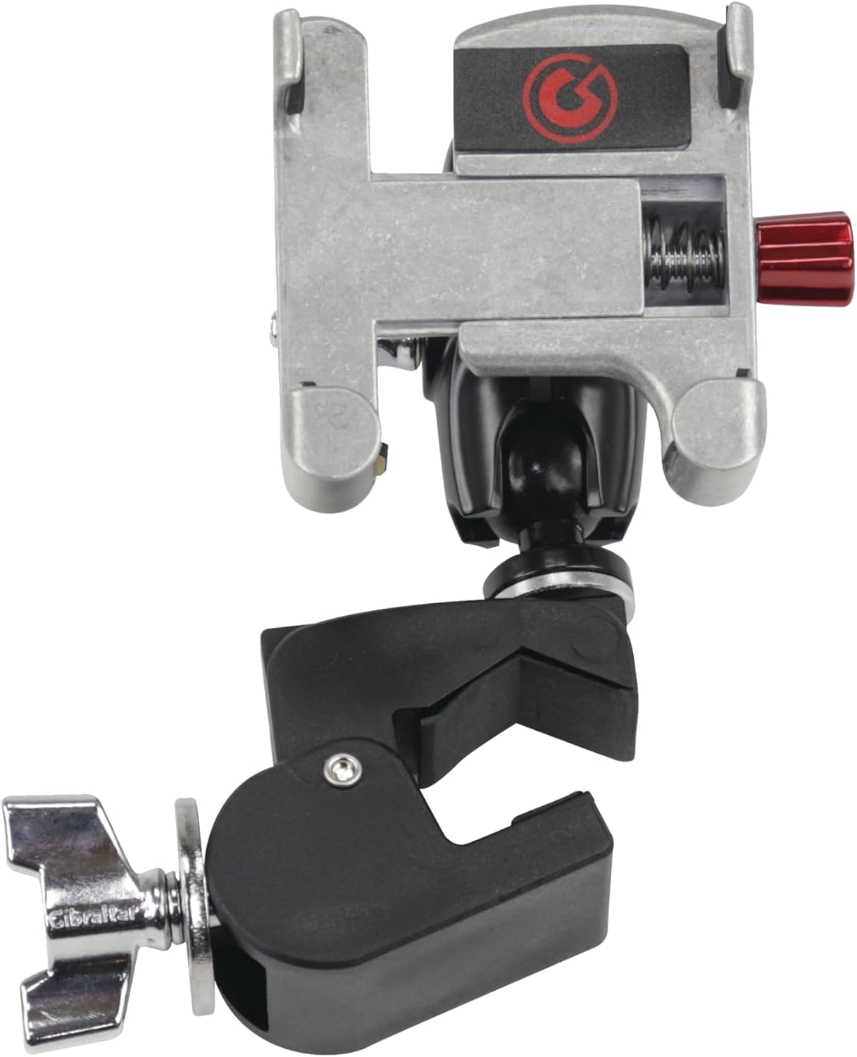 Cクランプ付きデュアルアジャストメタル携帯電話ホルダー。